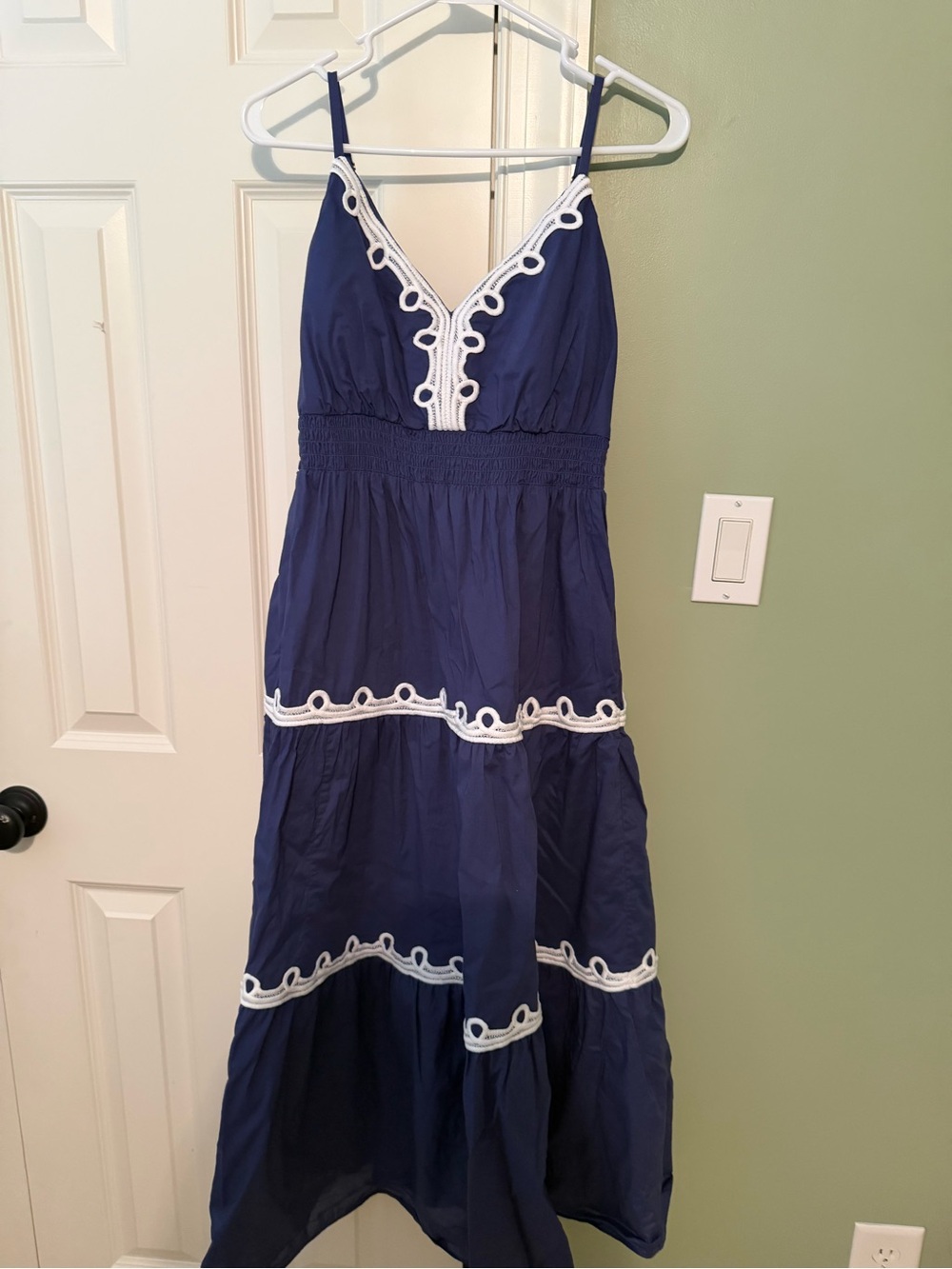 Lilly Pulitzer Navy Maxi Dress with White Eyelet Trim